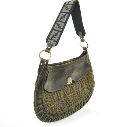 Fendi Leather Zucca Mille Feuille Shoulder Bag Tobacco 3 of 12
