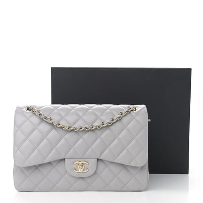 Chanel Caviar Quilted Jumbo Double Flap Light Grey 12 of 12
