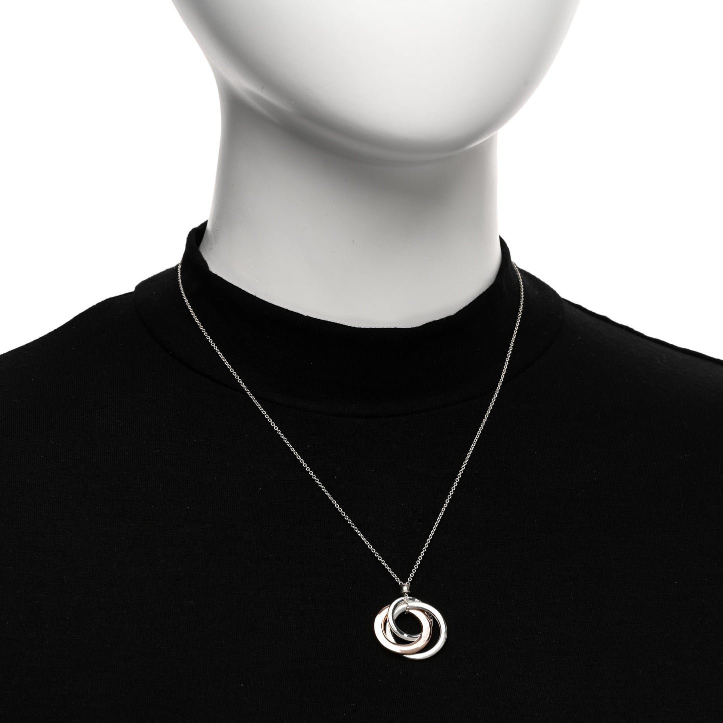 Sterling Silver Rubedo Small Interlocking Circles Pendant Necklace