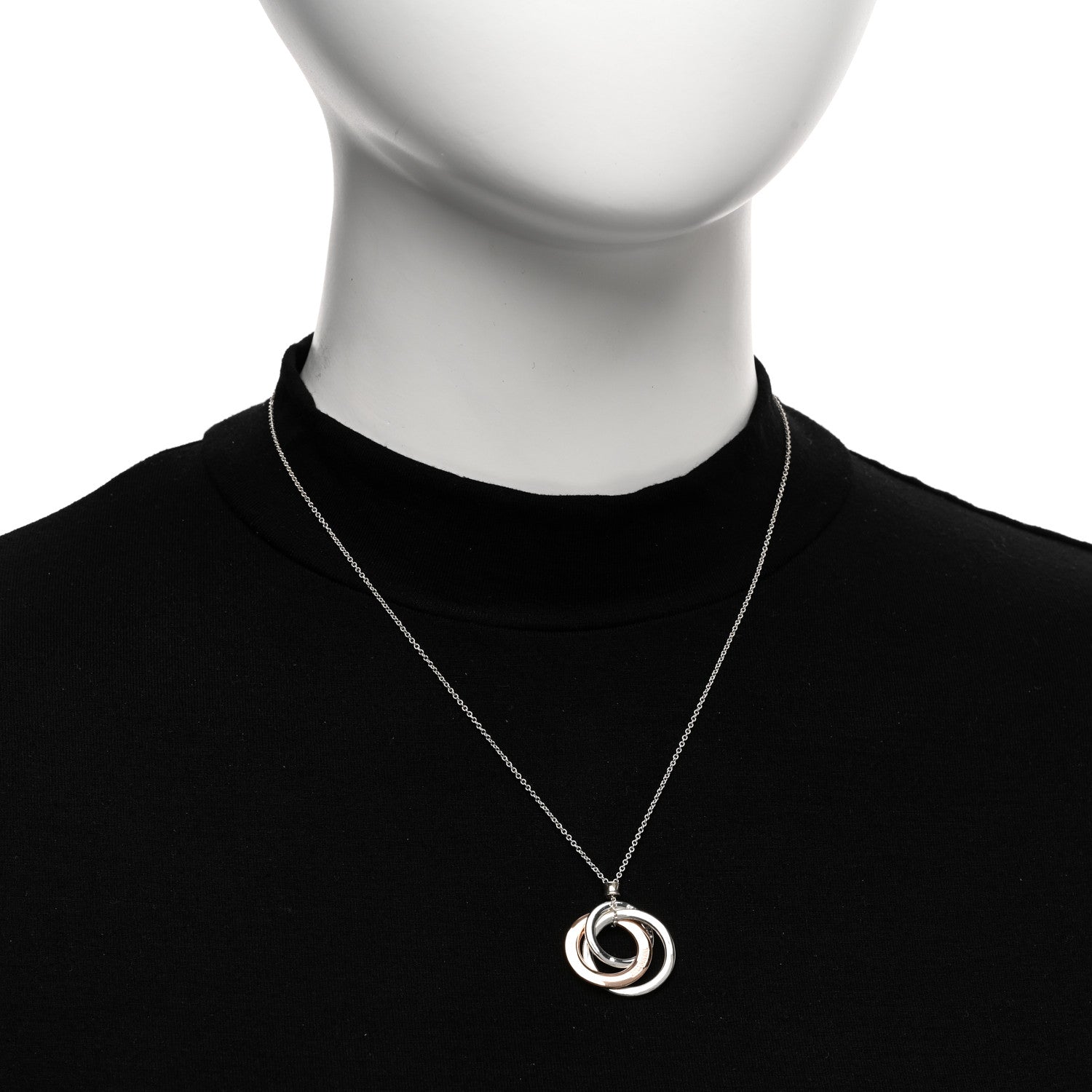Tiffany Sterling Silver Rubedo Small Interlocking Circles Pendant Necklace 2 of 4
