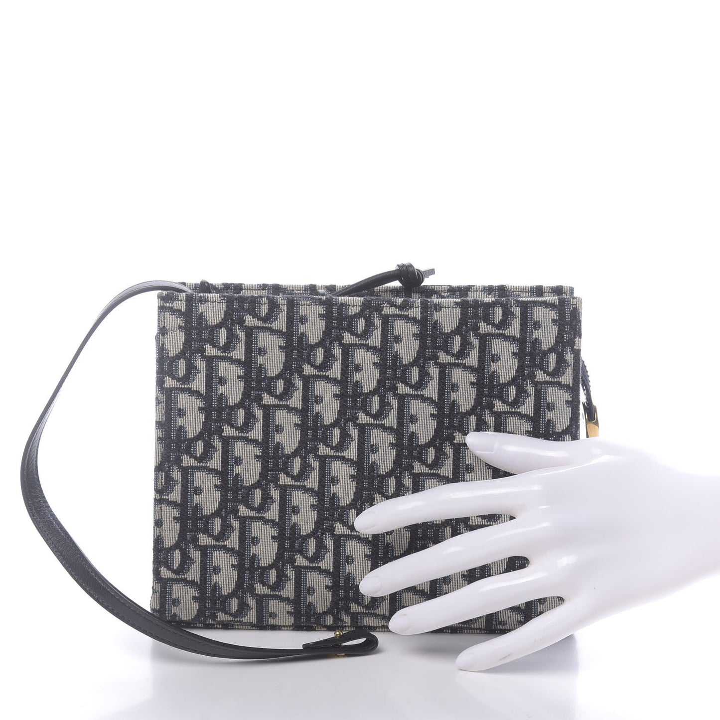 Oblique Zipped Pouch Clutch Blue