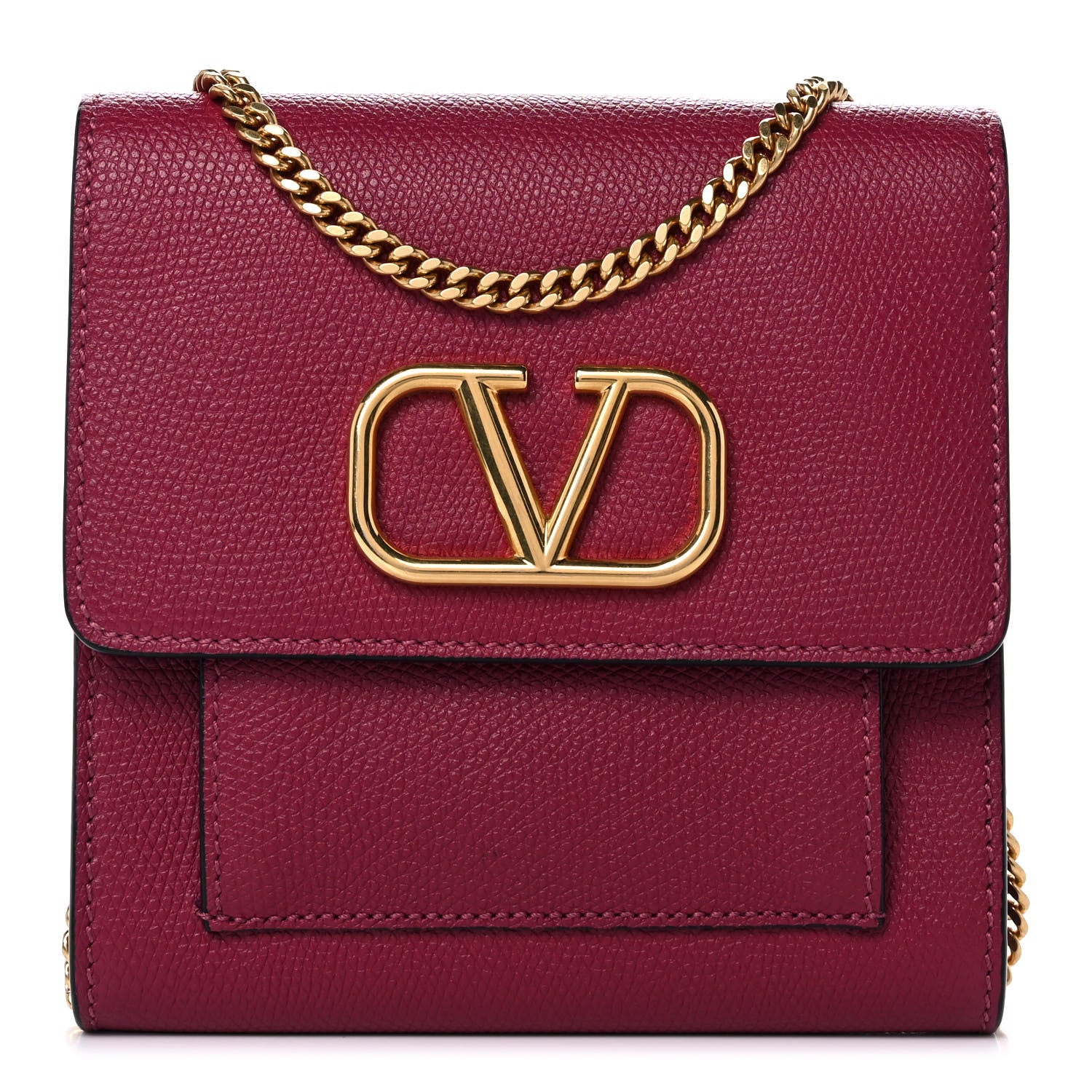 Valentino Garavani Grainy Calfskin VLogo Crossbody Bag Raspberry 1 of 9