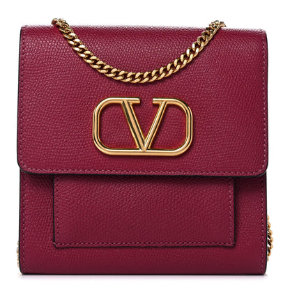 Valentino Garavani Grainy Calfskin VLogo Crossbody Bag Raspberry 1 of 9