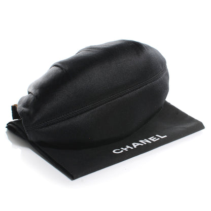 Chanel Satin Pleated Evening Clutch Bag Black 4 of 7