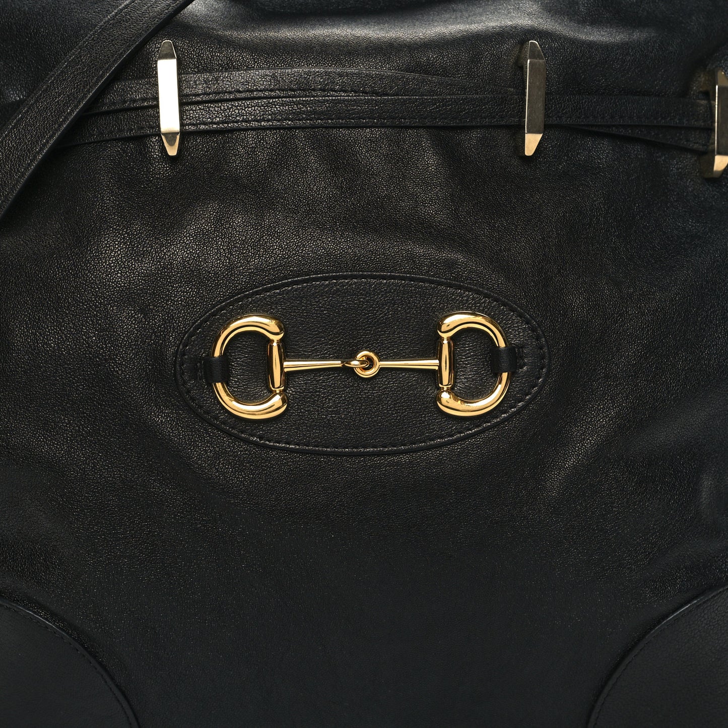 Sakai Calfskin Horsebit 1955 Cinch Top Messenger Bag Black