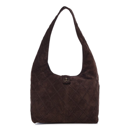 Chanel Suede Stitched Hobo Brown 1 of 10