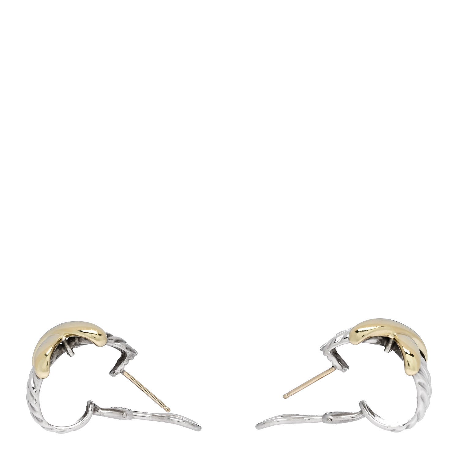 David Yurman Sterling Silver 14K Yellow Gold Cable Classics X Earrings 3 of 4