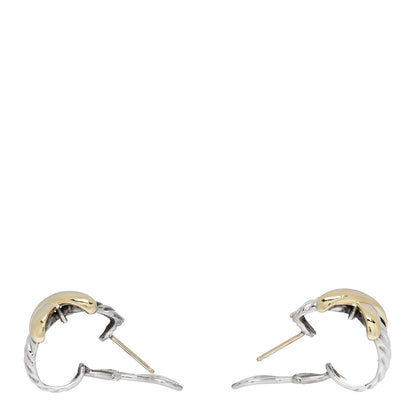 David Yurman Sterling Silver 14K Yellow Gold Cable Classics X Earrings 3 of 4