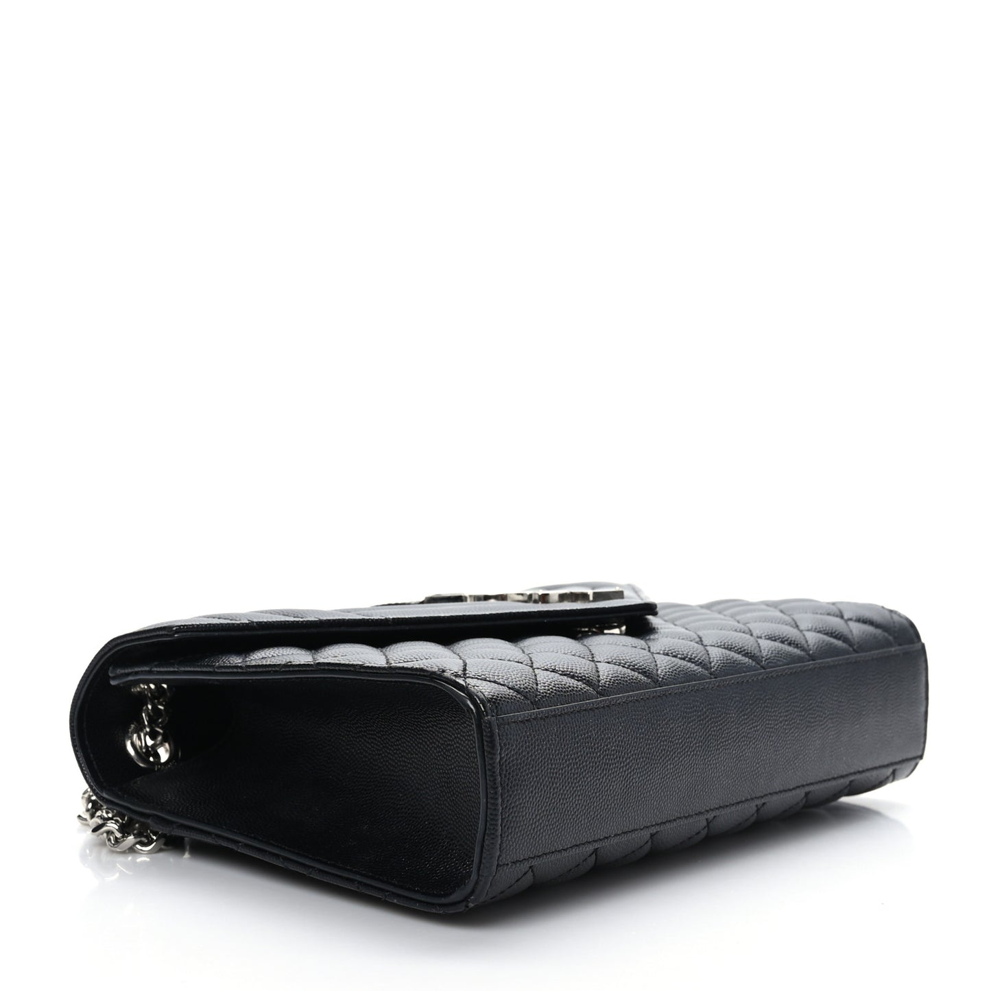 Grain De Poudre Textured Mixed Matelasse Triquilt Medium Monogram Satchel Black