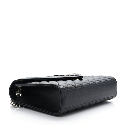 Saint Laurent Grain De Poudre Textured Mixed Matelasse Triquilt Medium Monogram Satchel Black 4 of 9