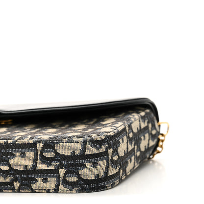 Christian Dior Oblique Smooth Calfskin Medium Saddle Pouch With Chain Blue 10 of 10