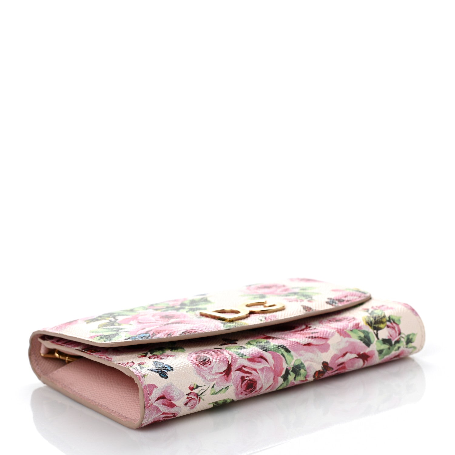 Dolce & Gabbana Dauphine Rose Print Wallet On Chain Pink 4 of 8