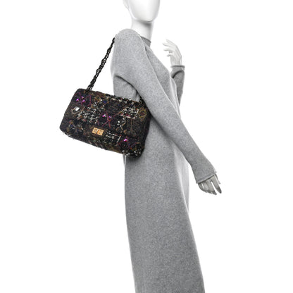 Chanel Tweed Crystal Embellished Paris Byzance Reissue 2.55 Classic 227 Flap Black Multicolor 2 of 10