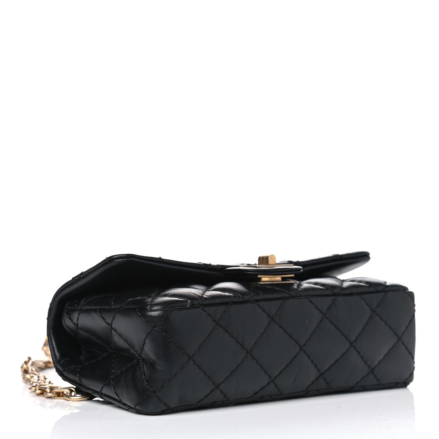 Aged Calfskin Quilted 2.55 Reissue Chain Waist Bag Black