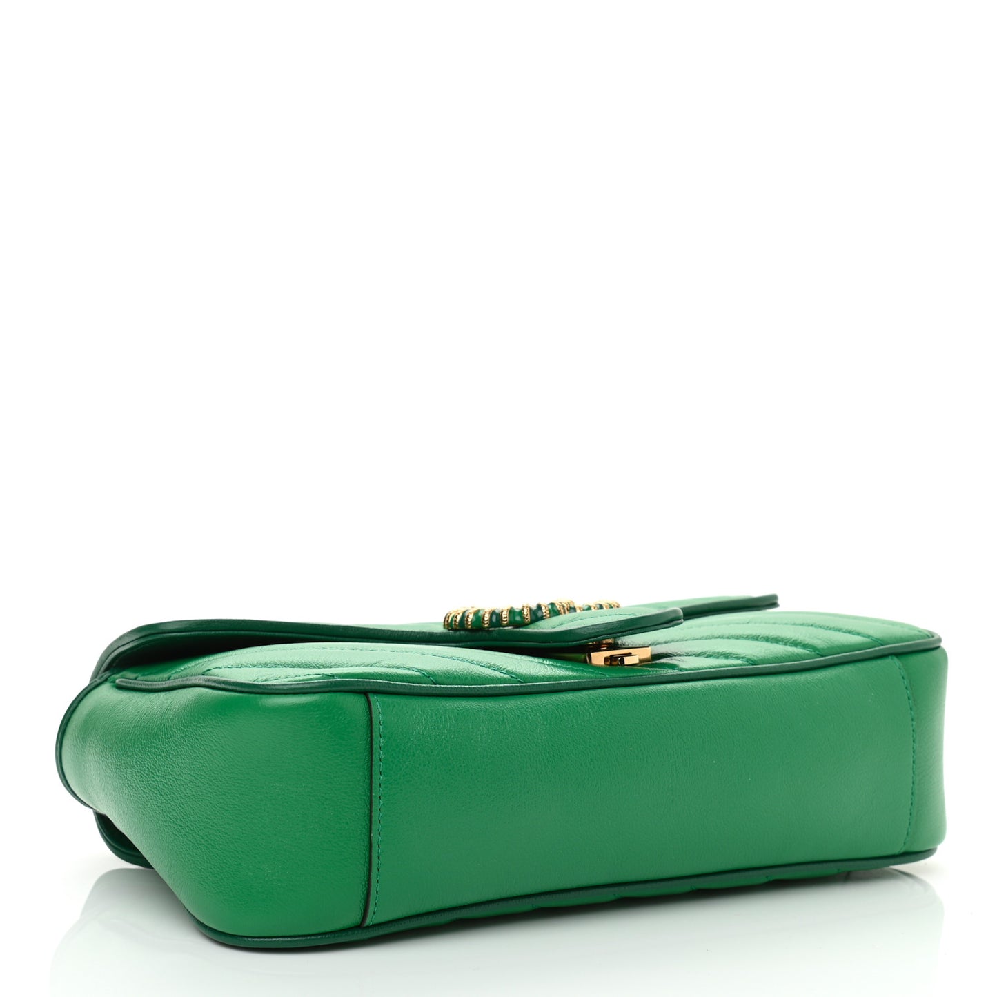 Azalea Calfskin Enamel Matelasse Diagonal Small Torchon GG Marmont Shoulder Bag New Shamarock Emerald