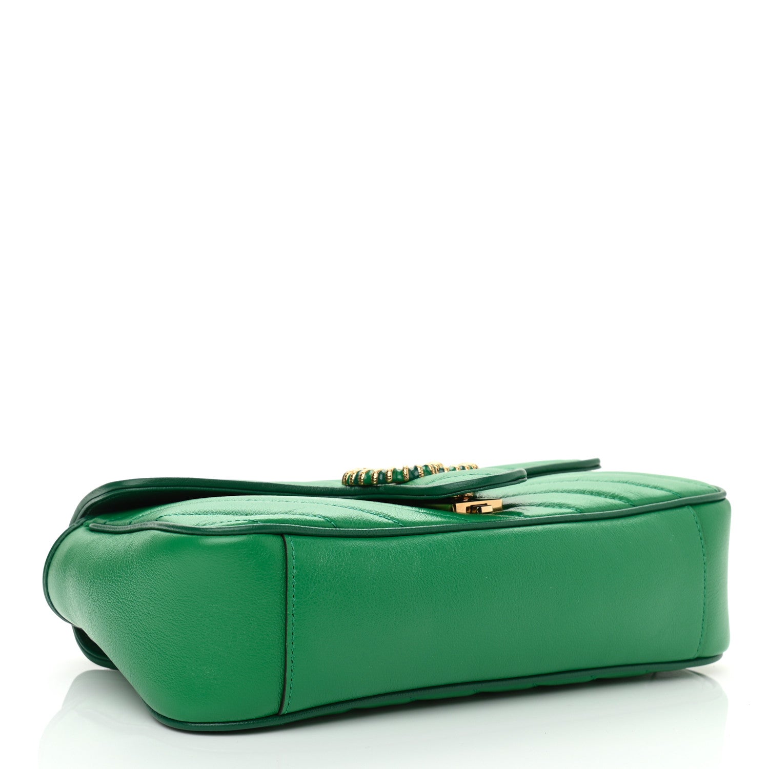 Gucci Azalea Calfskin Enamel Matelasse Diagonal Small Torchon GG Marmont Shoulder Bag New Shamarock Emerald 4 of 11