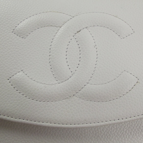 Chanel Caviar Wallet on Chain White w Silver HW 6 of 10