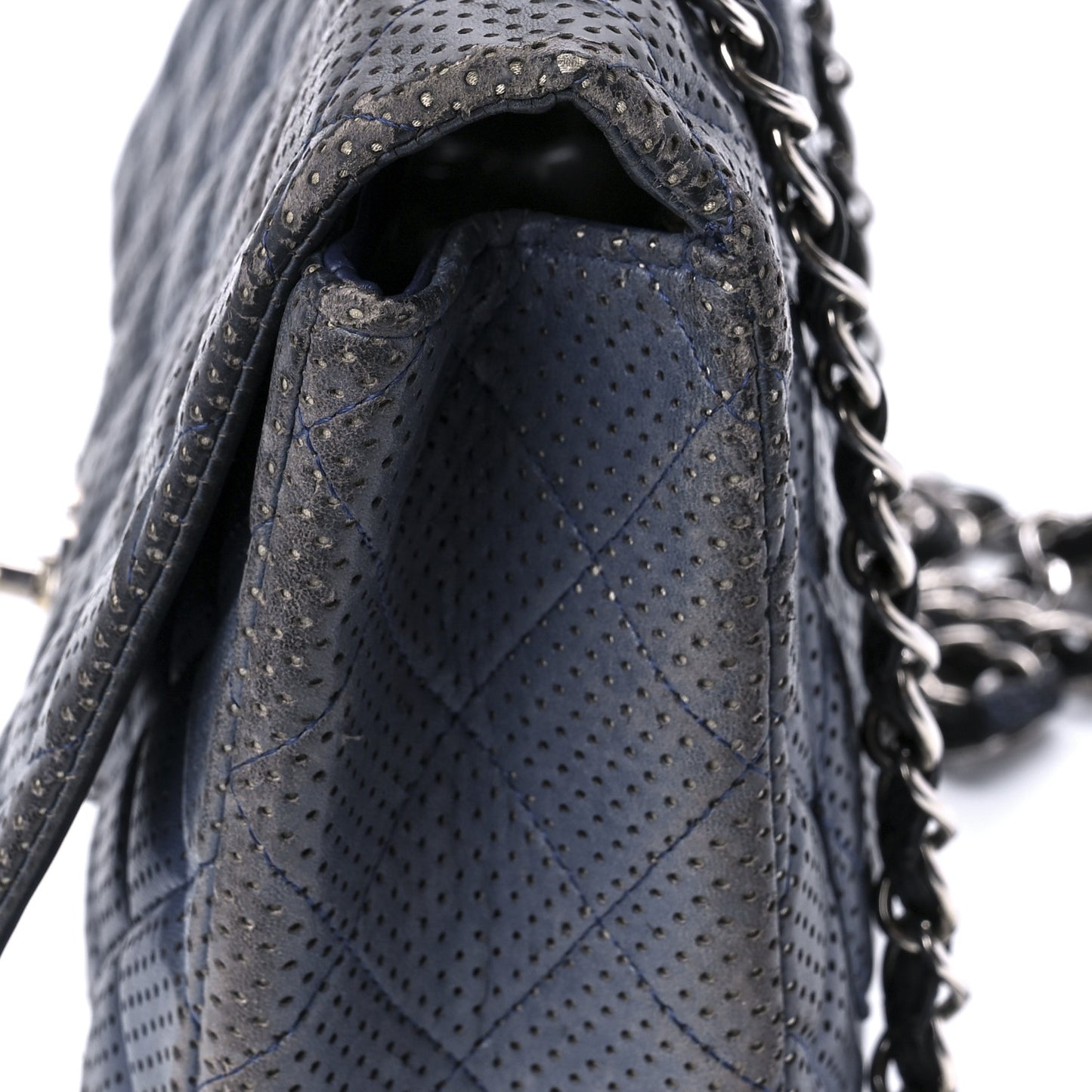 Lambskin Perforated Jumbo Single Flap Blue