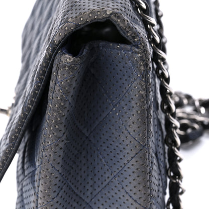Chanel Lambskin Perforated Jumbo Single Flap Blue 14 of 15