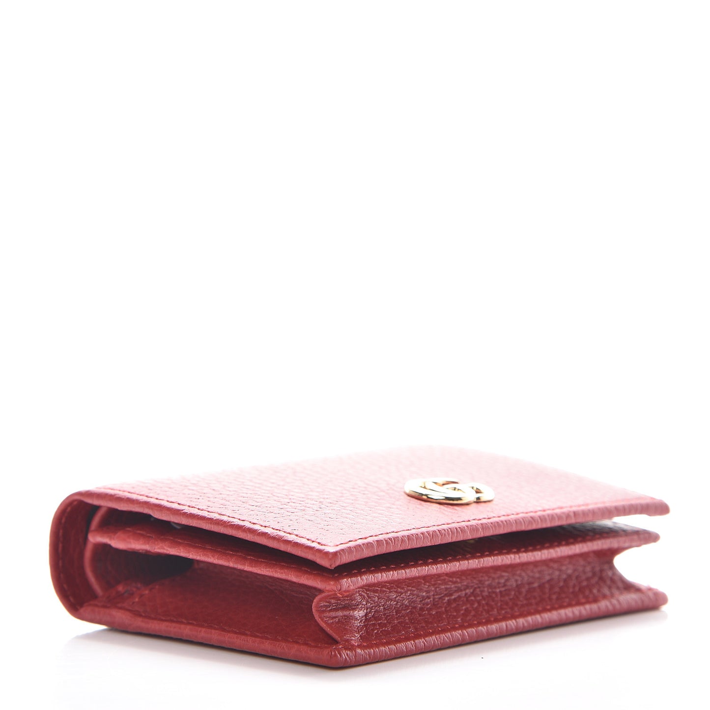 Pebbled Calfskin GG Marmont Card Case Hibiscus Red