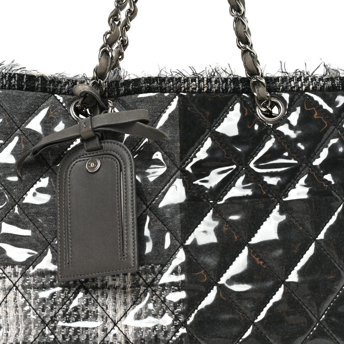 Vinyl Funny Tweed Patchwork Tote Grey
