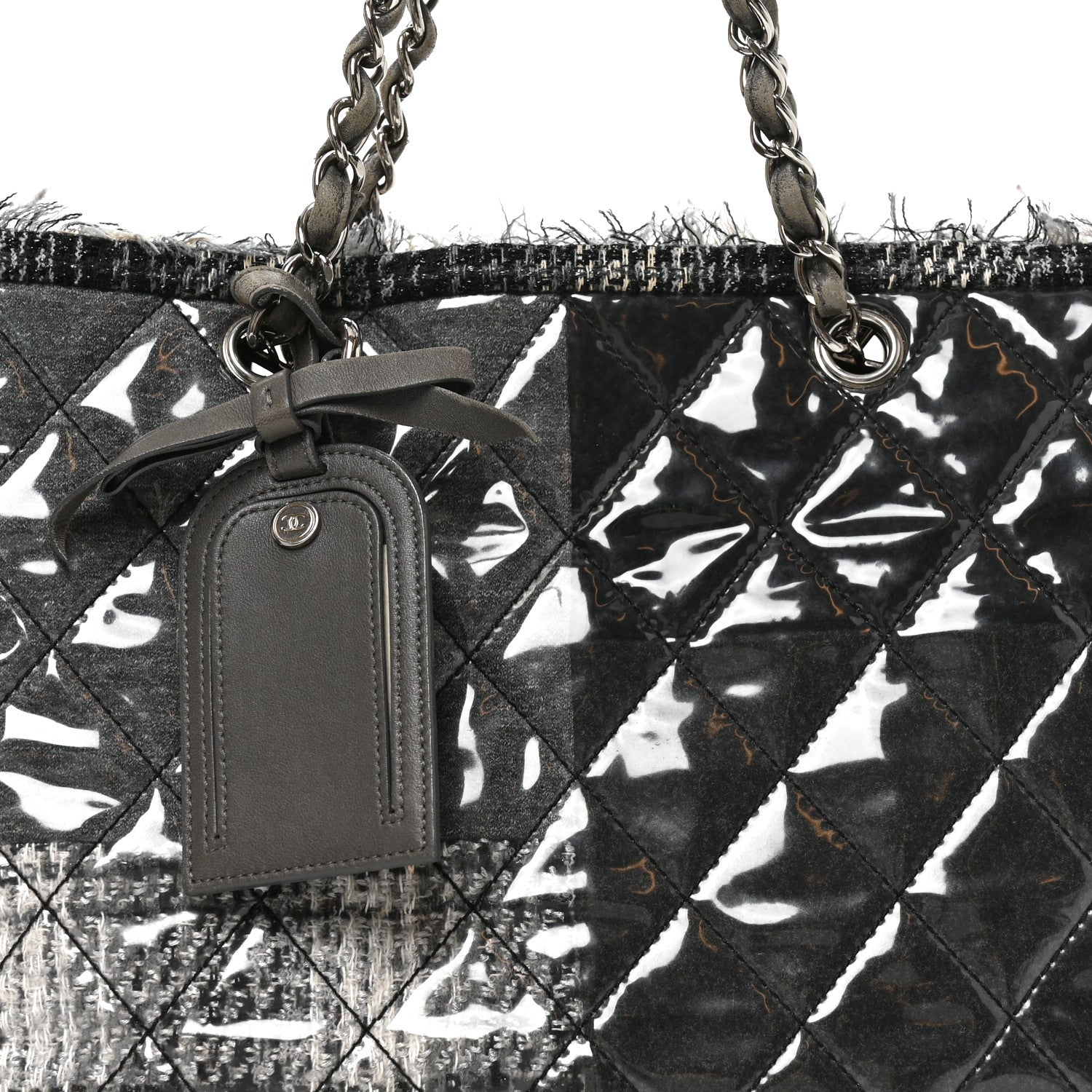 Chanel Vinyl Funny Tweed Patchwork Tote Grey 8 of 10