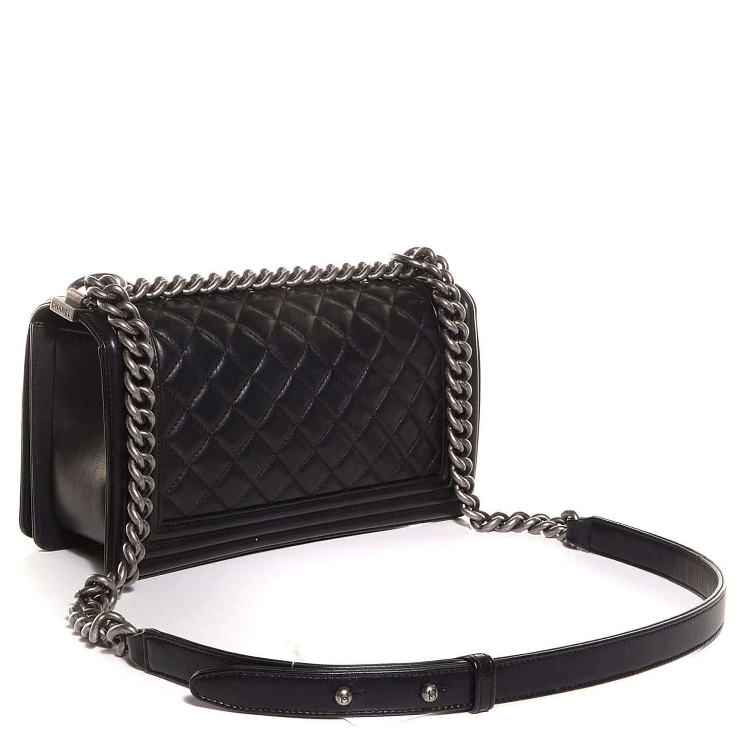 Lambskin Quilted Medium Boy Flap Black
