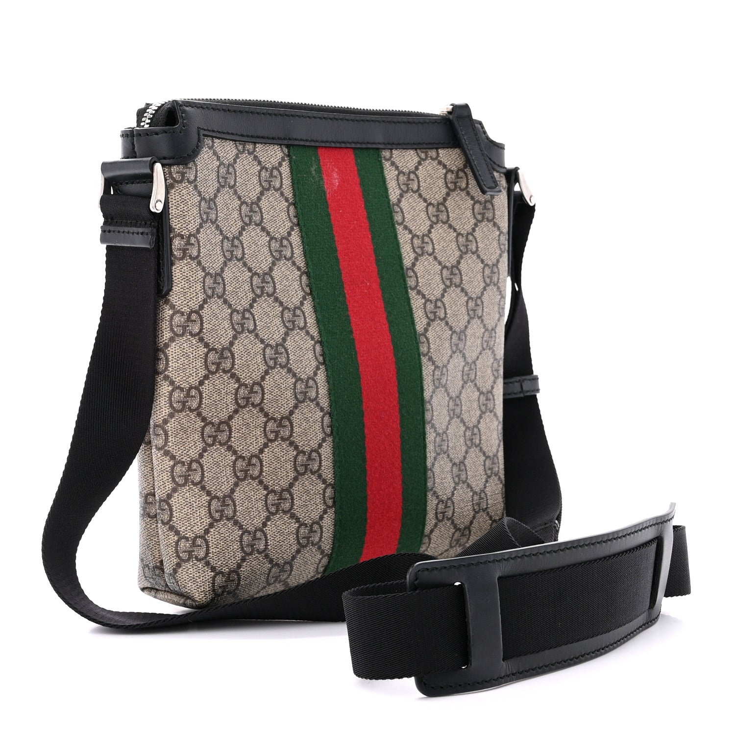 Gucci GG Supreme Monogram Web Messenger Bag Black 3 of 12