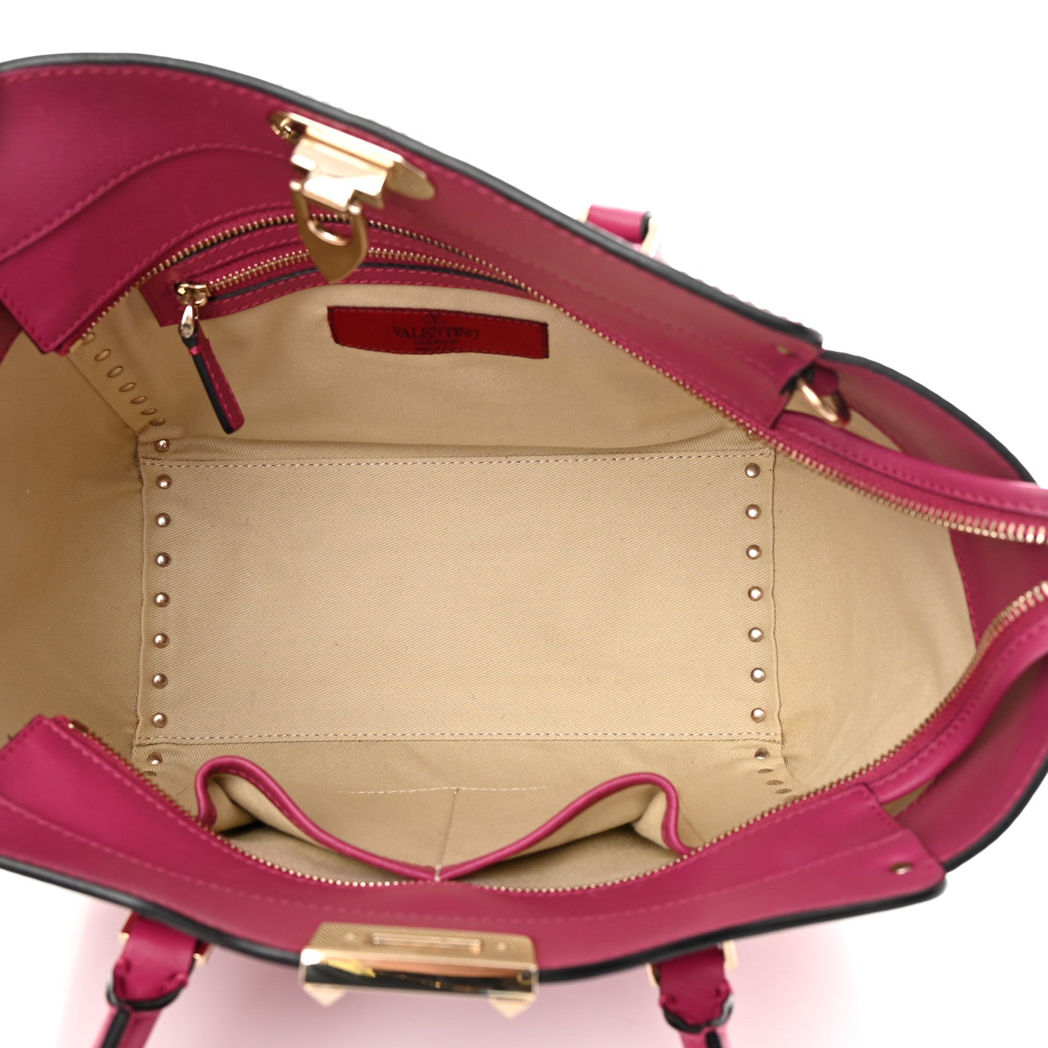 Valentino Garavani Vitello Small Rockstud Double Handle Tote Deep Cyclamin 5 of 16
