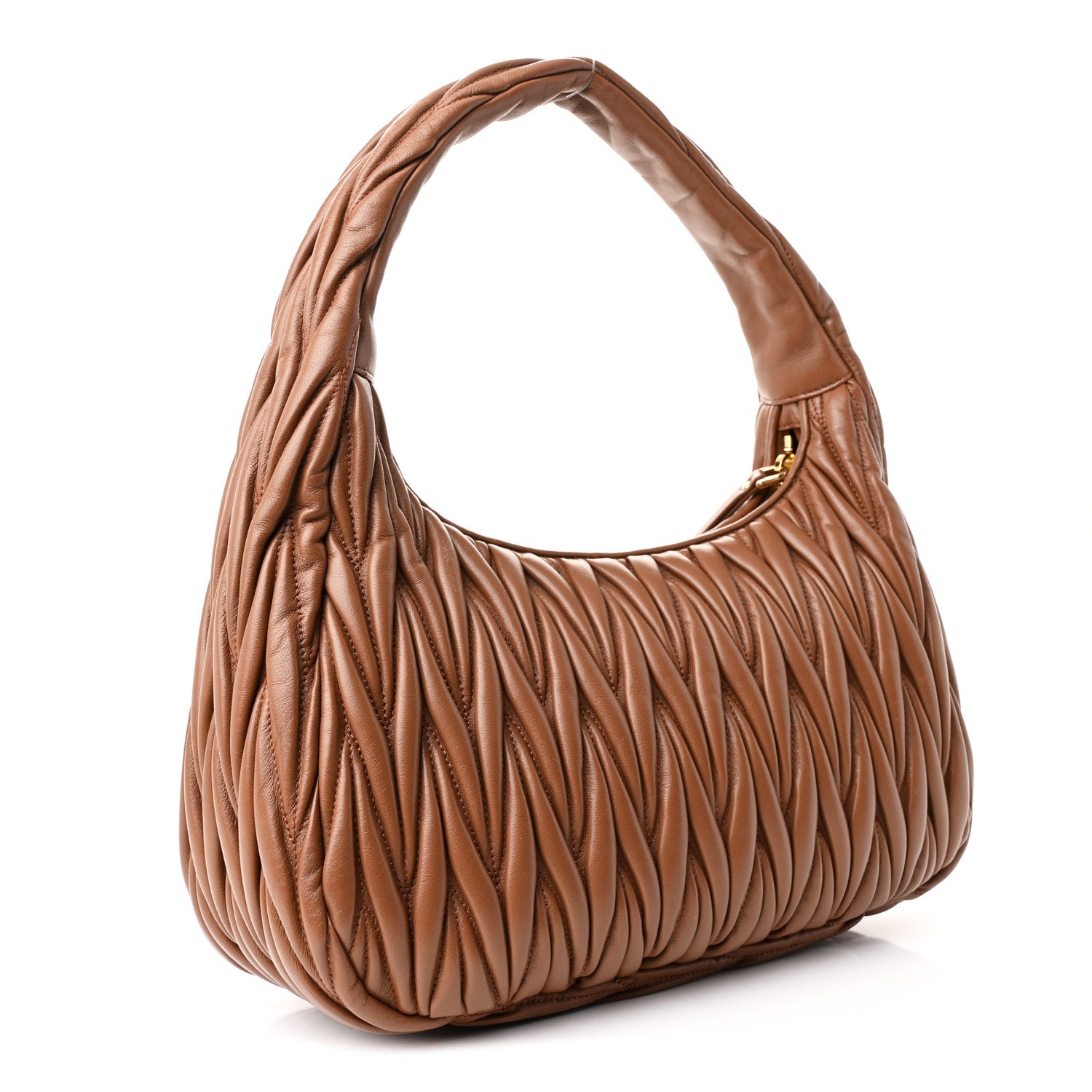 Miu Miu Nappa Matelasse Wander Large Hobo Cognac 3 of 10