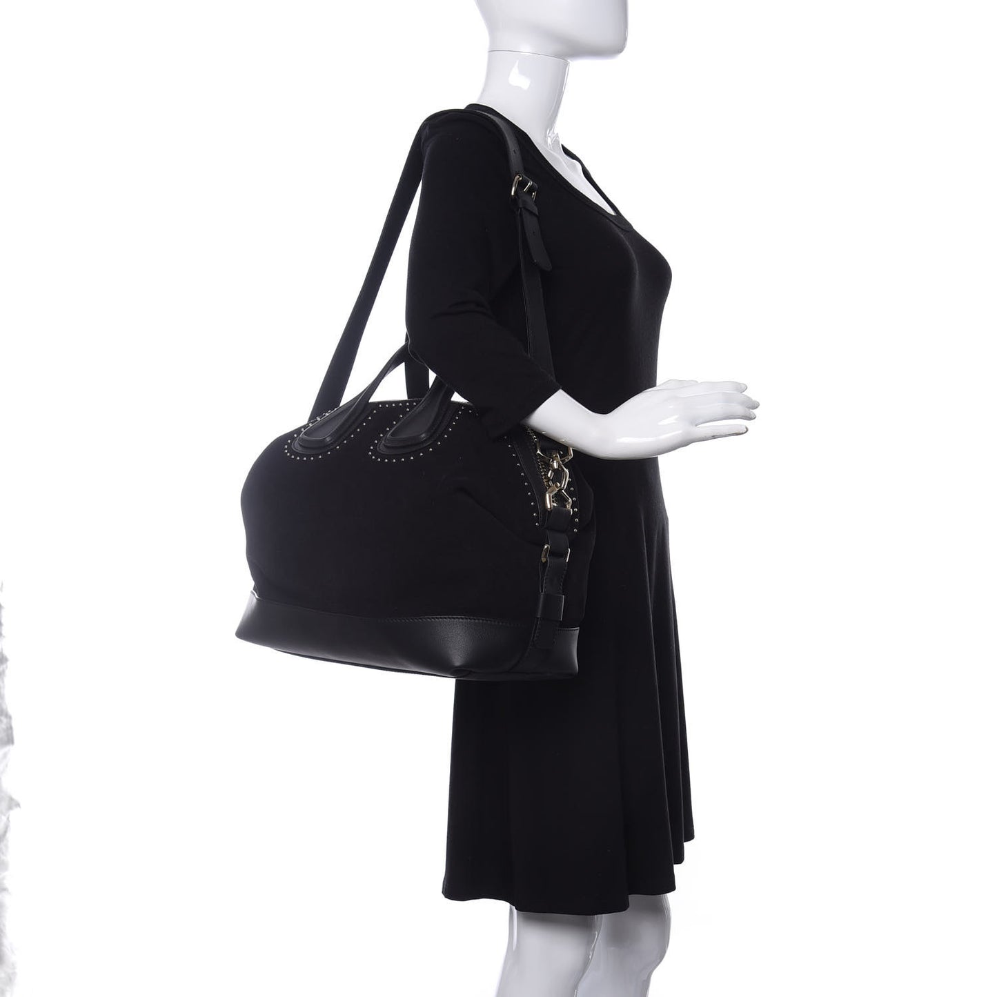 Suede Calfskin Studded Medium Nightingale Black