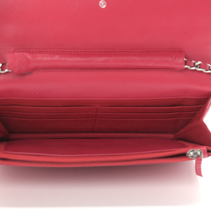 Chanel Lambskin Quilted Wallet On Chain WOC Dark Pink 5 of 14