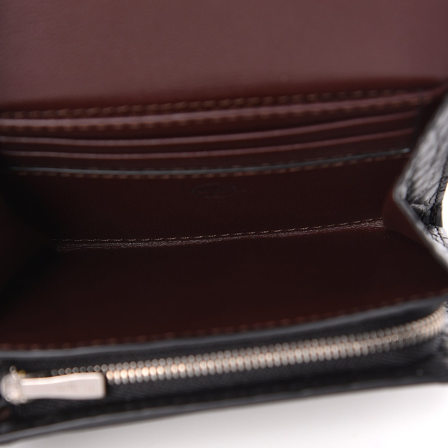 Matte Crocodile Embossed Calfskin Small French Continental Wallet Black