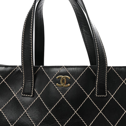 Chanel Calfskin Wild Stitch Large Tote Black 7 of 10