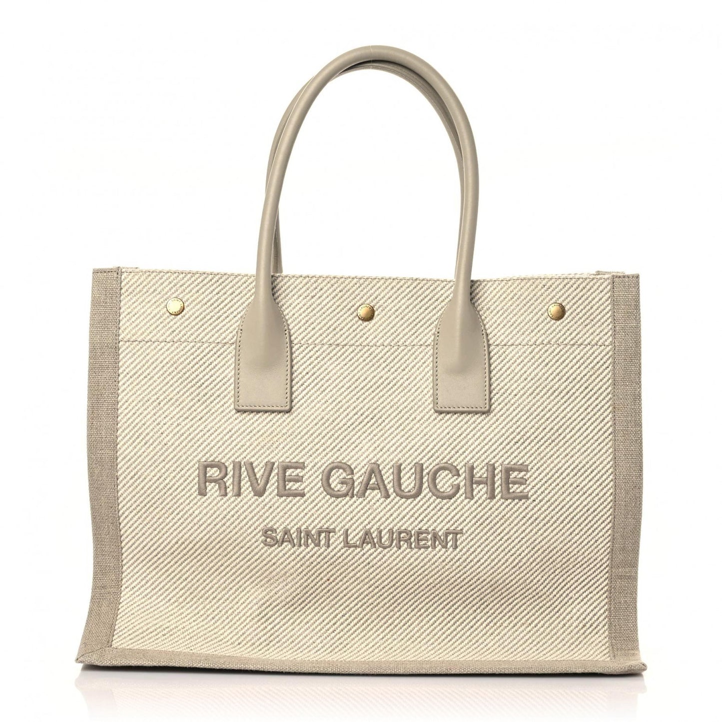 Linen Calfskin Small Rive Gauche Tote Beige Sea Salt