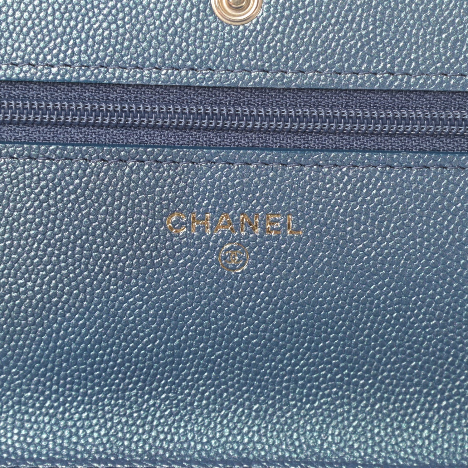 Chanel Iridescent Caviar Quilted Wallet On Chain WOC Dark Blue 6 of 12