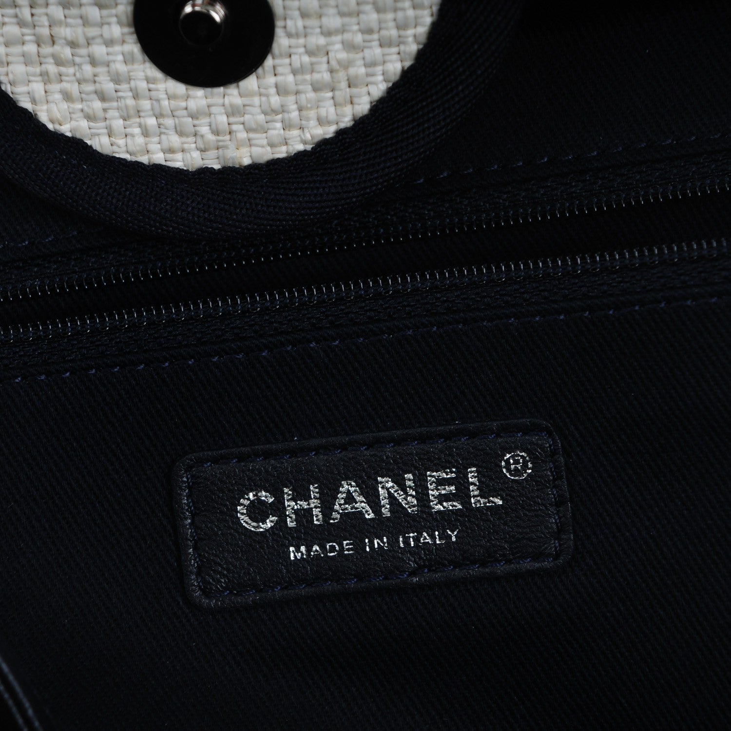 Chanel Canvas Large Deauville Tote White Navy 6 of 7