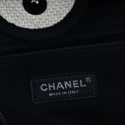 Chanel Canvas Large Deauville Tote White Navy 6 of 7