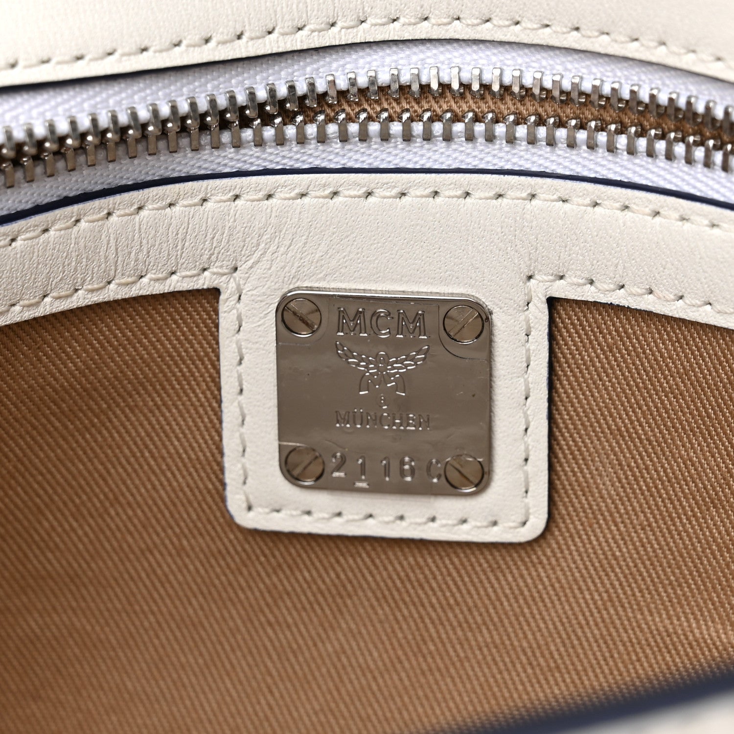 MCM Calfskin Visetos Monogram Medium Millie Color Block Crossbody Bag White Mood Indigo 6 of 10