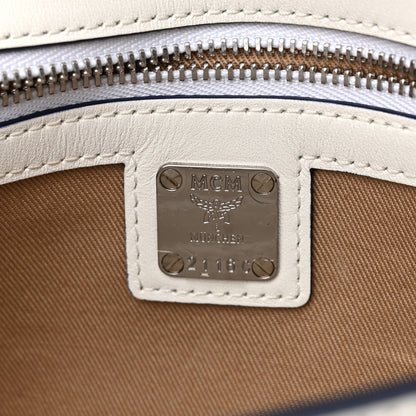 MCM Calfskin Visetos Monogram Medium Millie Color Block Crossbody Bag White Mood Indigo 6 of 10