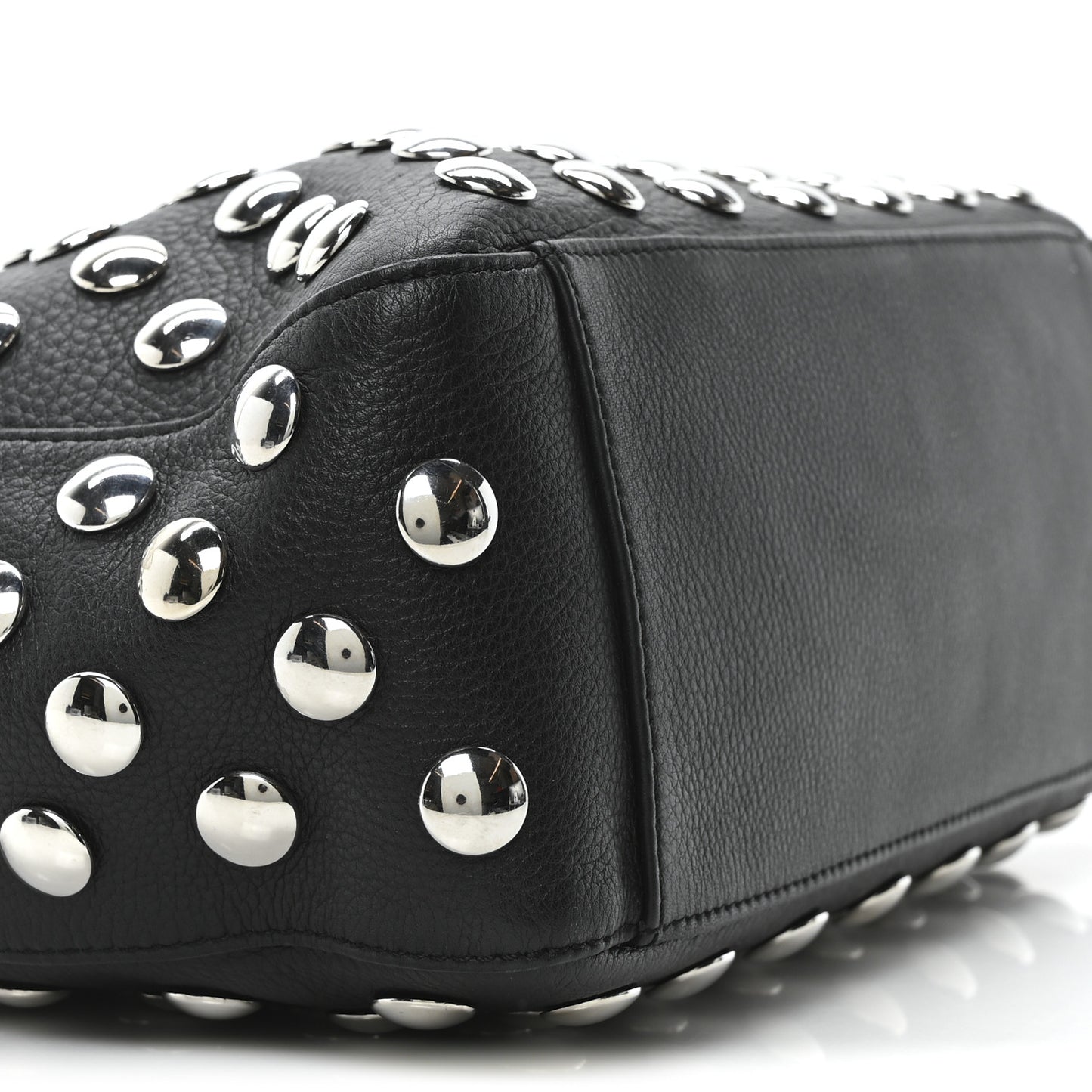 Pebbled Sport Calfskin Studded Elena Black