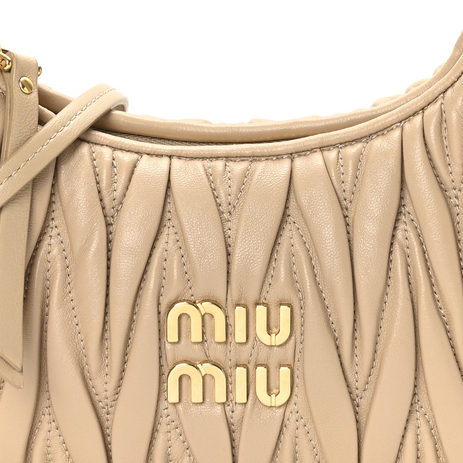 Miu Miu Nappa Matelasse Small Wander Hobo Sabbia 7 of 9
