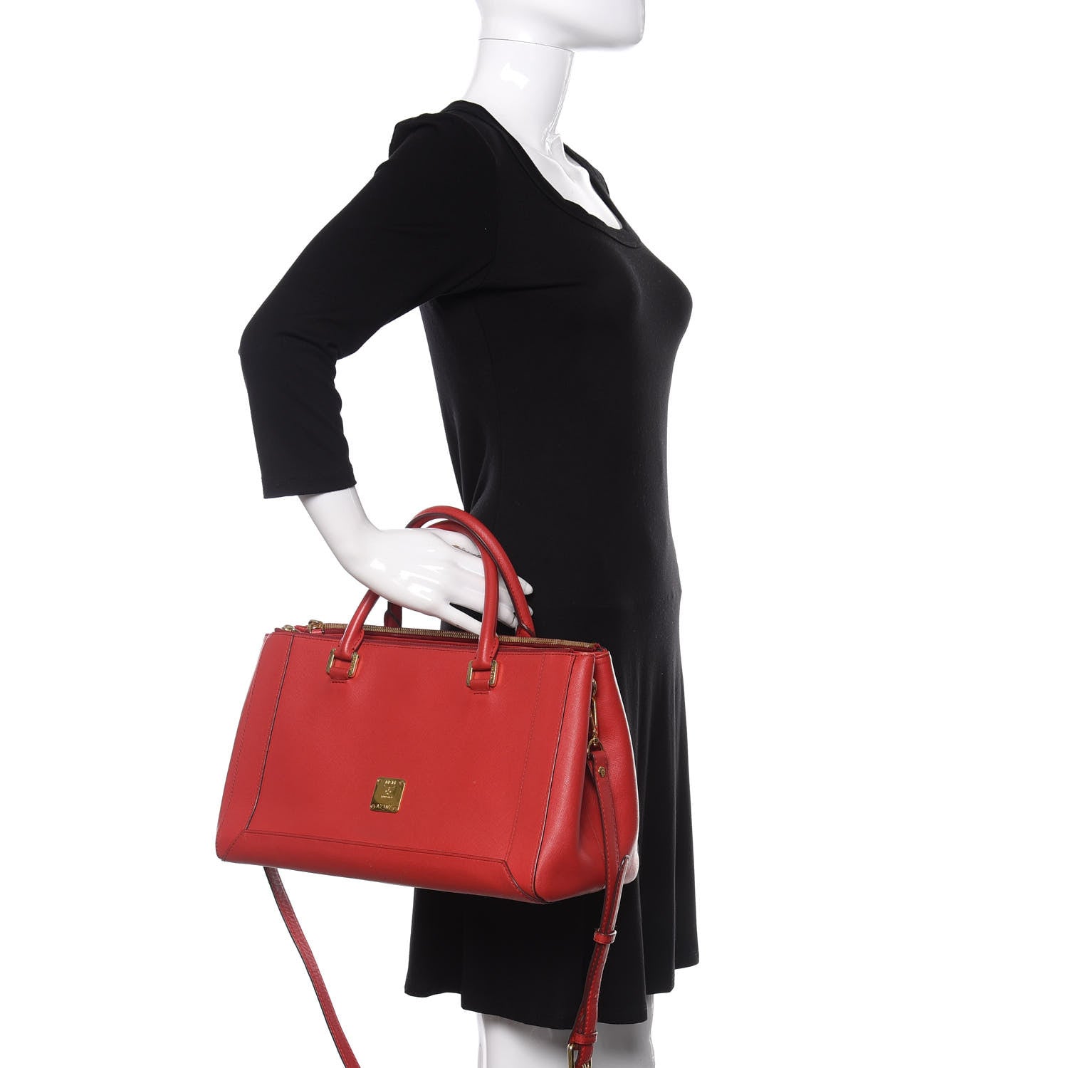 MCM Saffiano Nuovo Tote Red 3 of 10