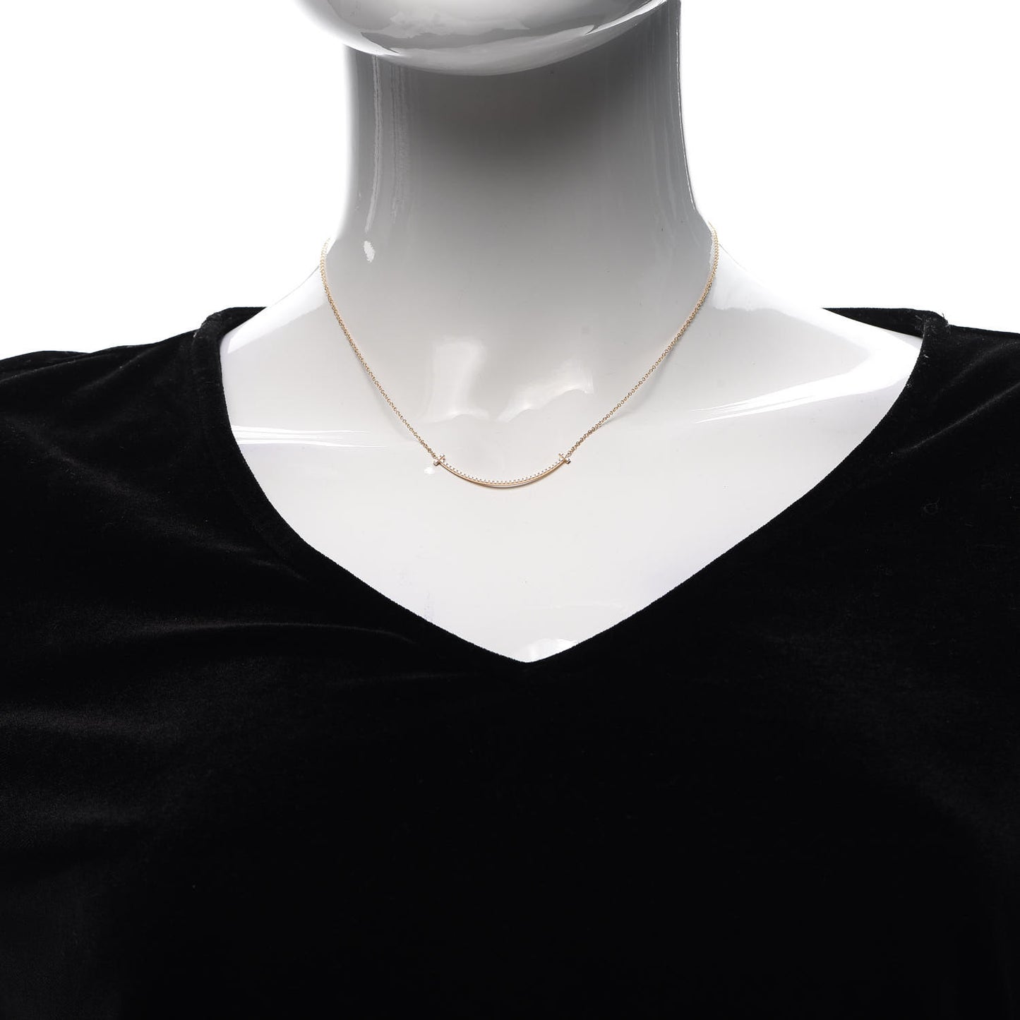 18K Yellow Gold Diamond Small T Smile Pendant Necklace