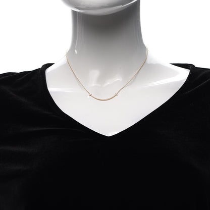 Tiffany 18K Yellow Gold Diamond Small T Smile Pendant Necklace 2 of 7