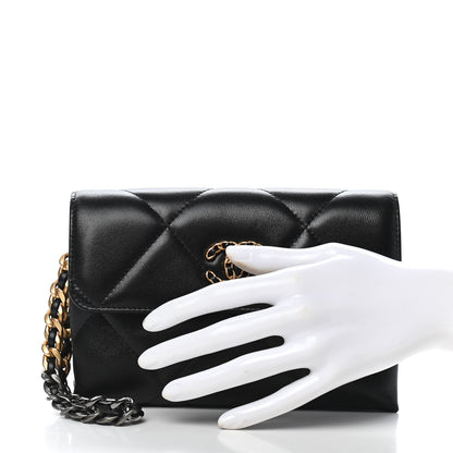 Chanel Lambskin Quilted Chanel 19 Flap Clutch Black 2 of 10