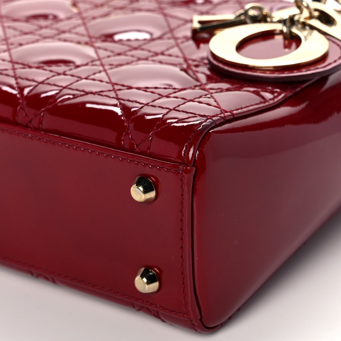 Patent Cannage Mini Lady Dior Red
