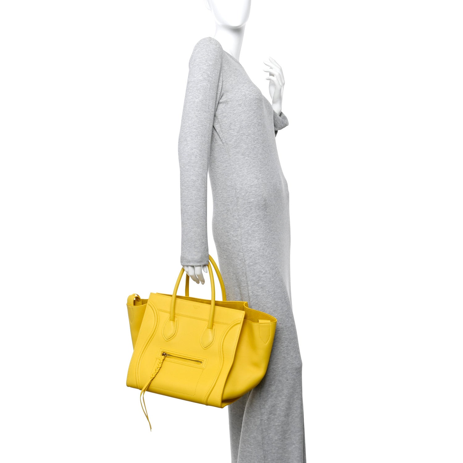 Celine Supple Calfskin Medium Phantom Luggage Sun Yellow 2 of 10