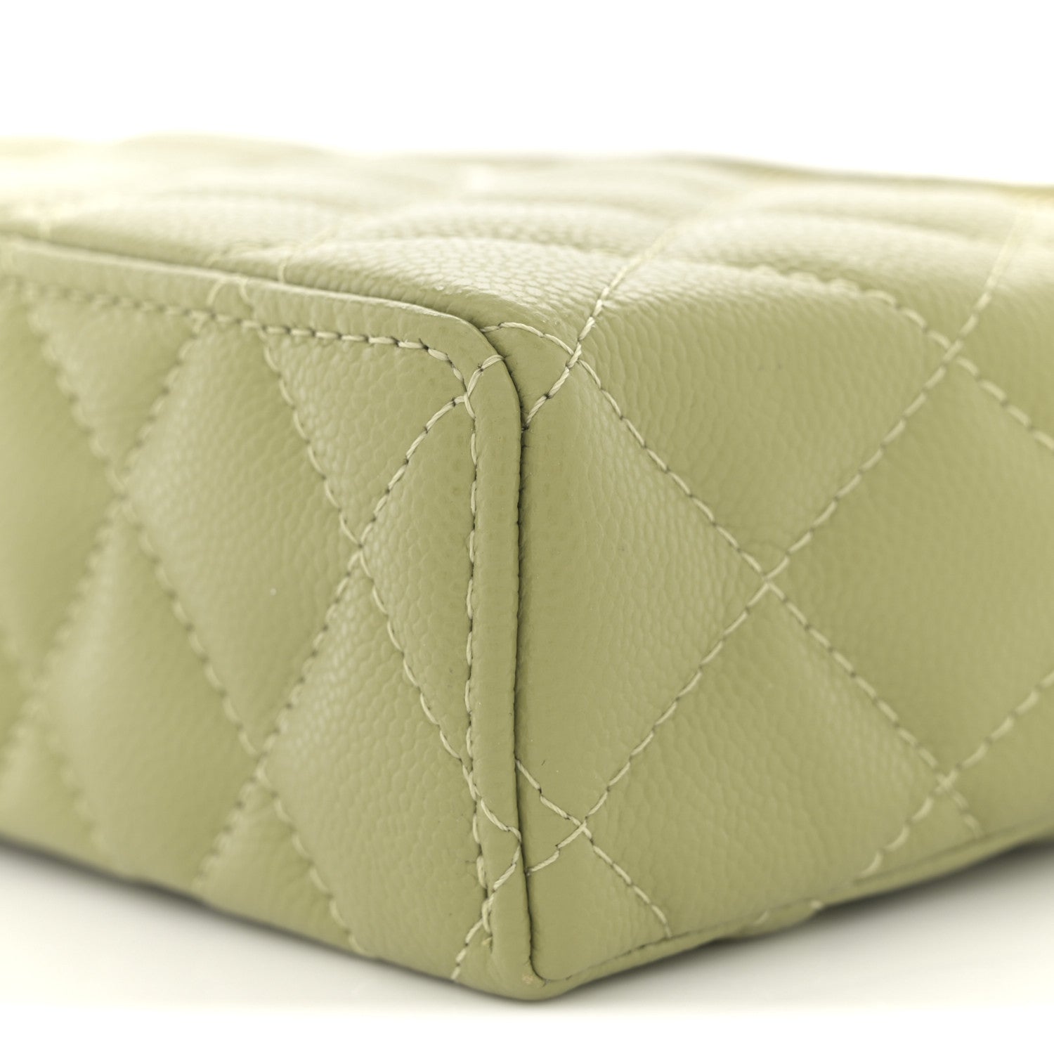 Chanel Caviar Quilted Top Handle Slim Vanity With Chain Khaki 10 of 11