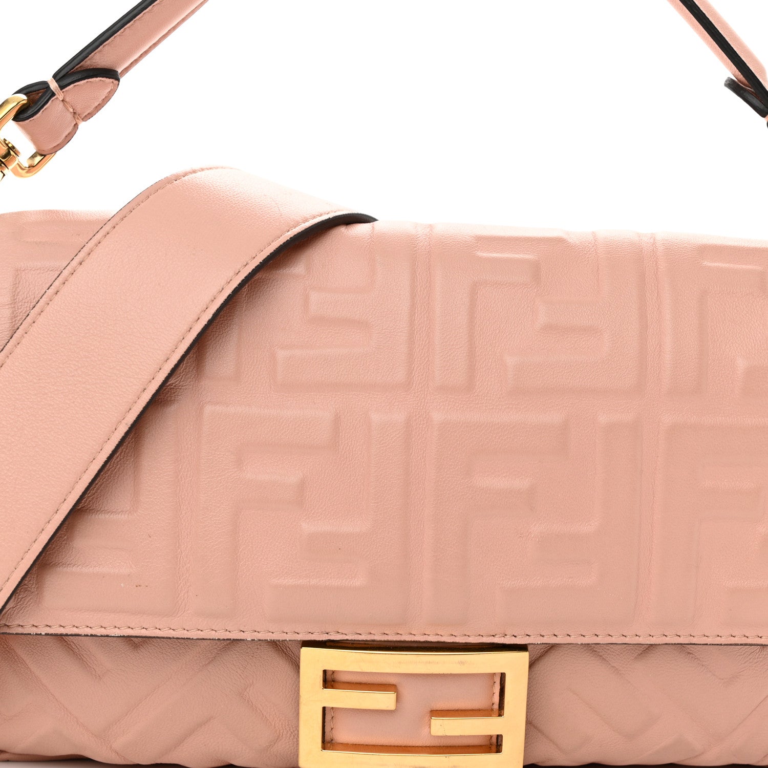 Fendi Nappa FF 1974 Embossed Baguette Rosa Bourbon 7 of 16